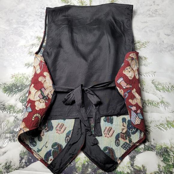 Vintage Tapestry Holiday Teddy Bear Vest by Bobbie Brooks Woman size 18-20 - Picture 4 of 7